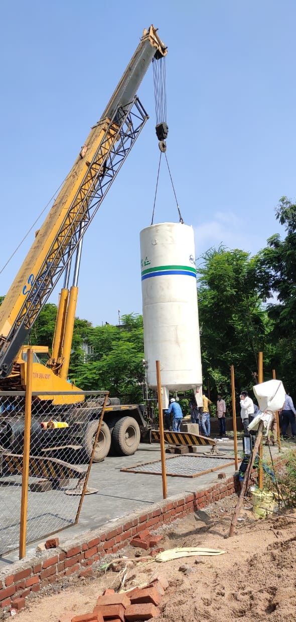 Liquid oxygen tank with storage capacity of 10.6 tons installed and commissioned at Gotri Hospital