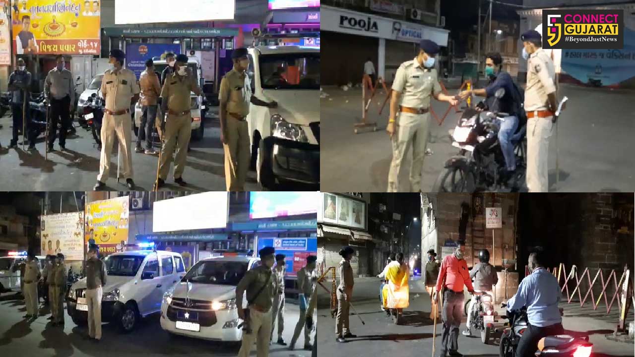 Strict police checking during night curfew in Vadodara