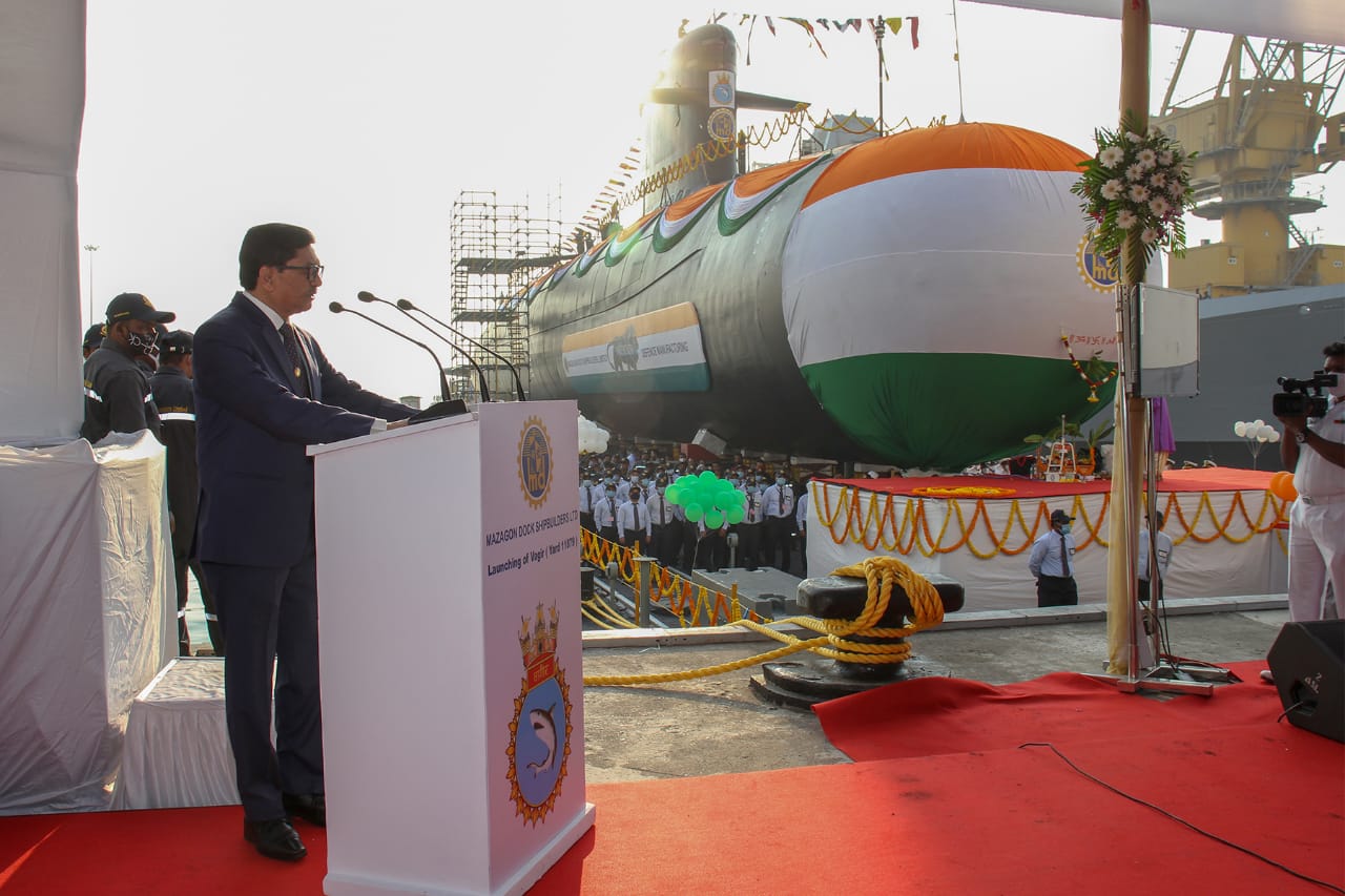 Launching of fifth submarine of Project-75 at Mazagon Dock Limited