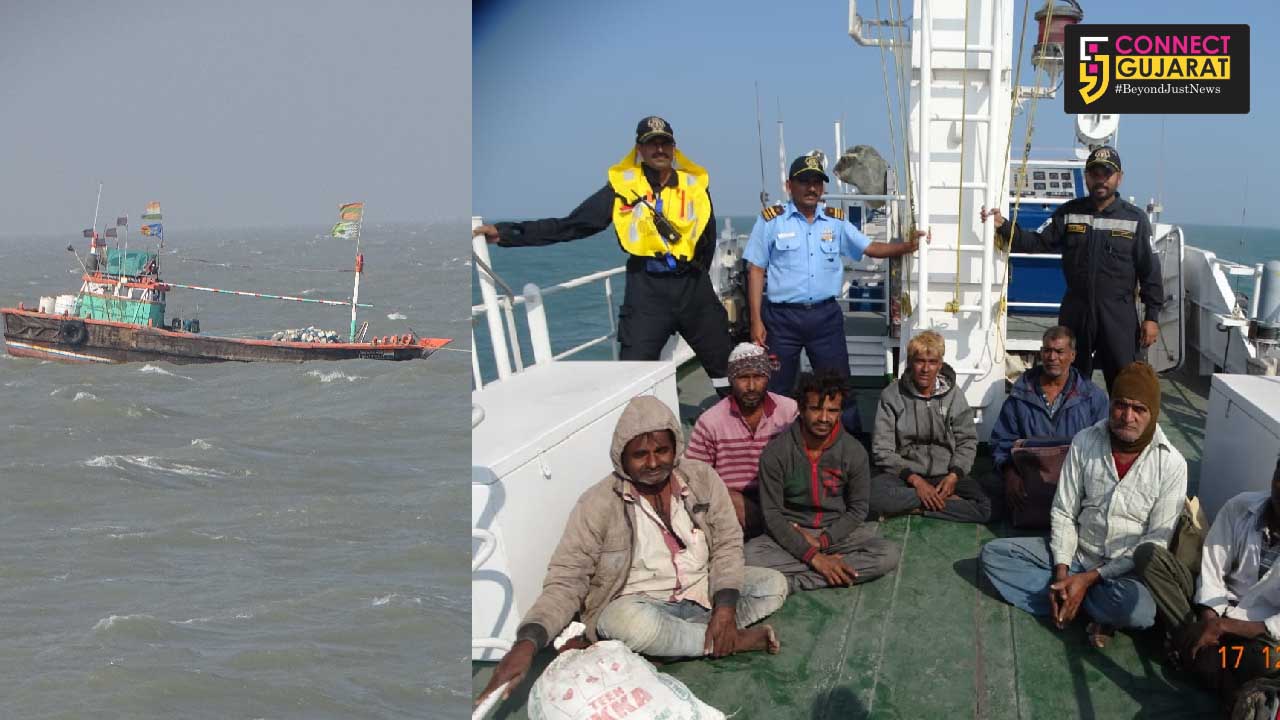 Indian Coast Guard rescues 07 crew of IFB Dariya Khedu off Okha