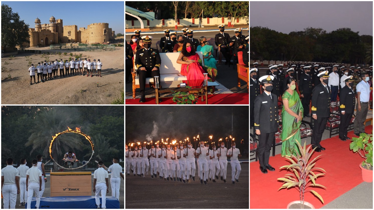 Beating Retreat at INS Valsura as part of Navy Day celebration