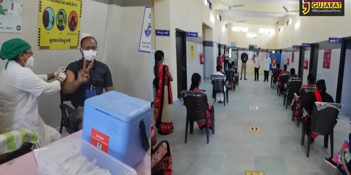 About 122 percent vaccination at four centers of the district on fourth day