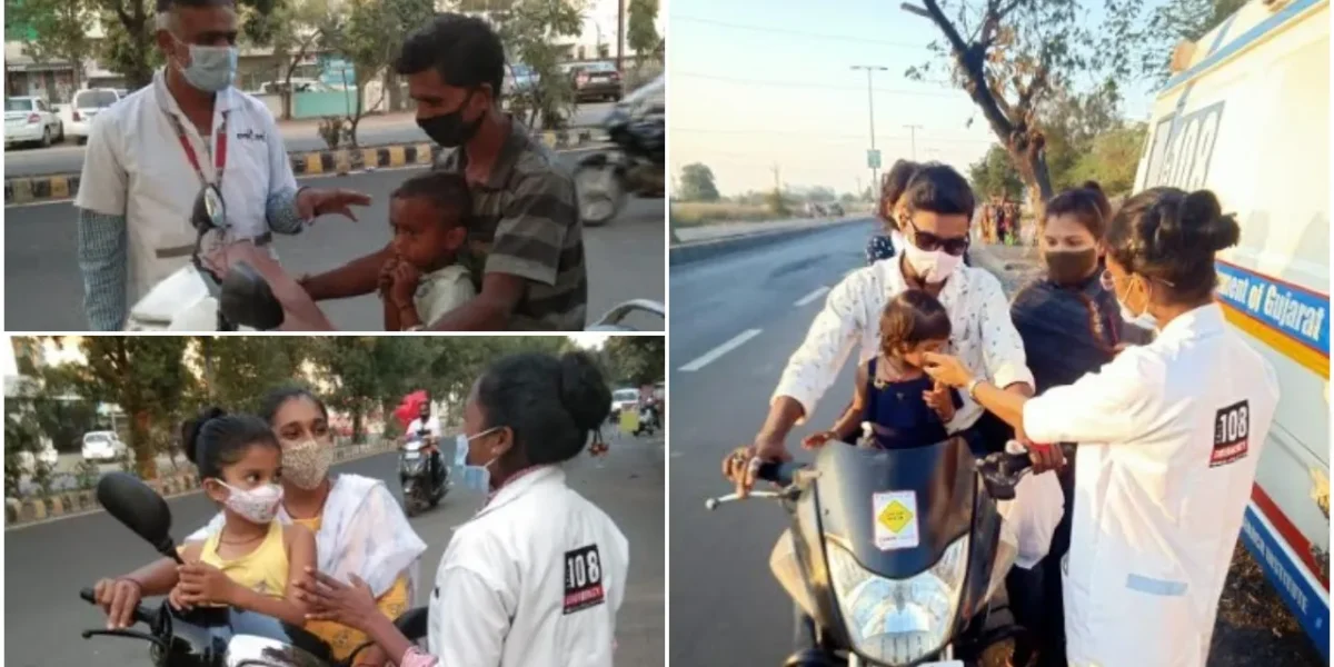 108 emergency teams aware people of Vadodara to avoid moving out with children during kite flying