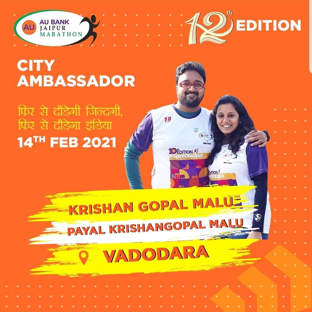 Vadodara couple to lead AU Bank Jaipur Marathon from the city