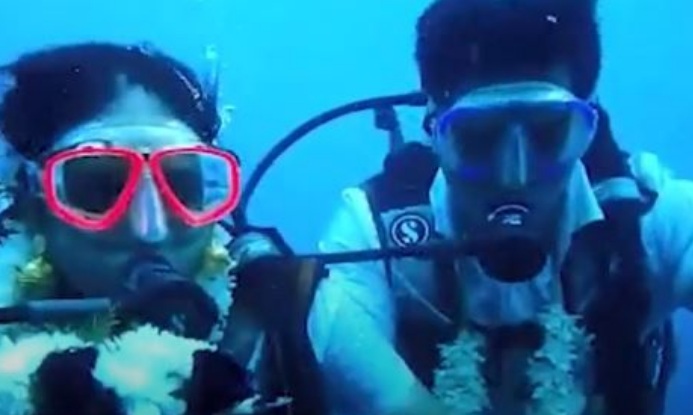 Chennai couple gets married underwater to spread awareness on ocean pollution