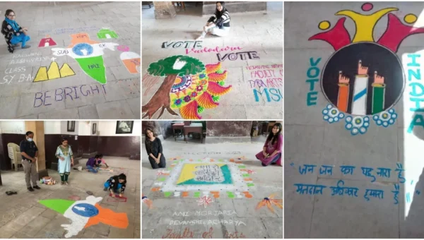 Rangoli competition for voting awareness in educational institutes of Vadodara