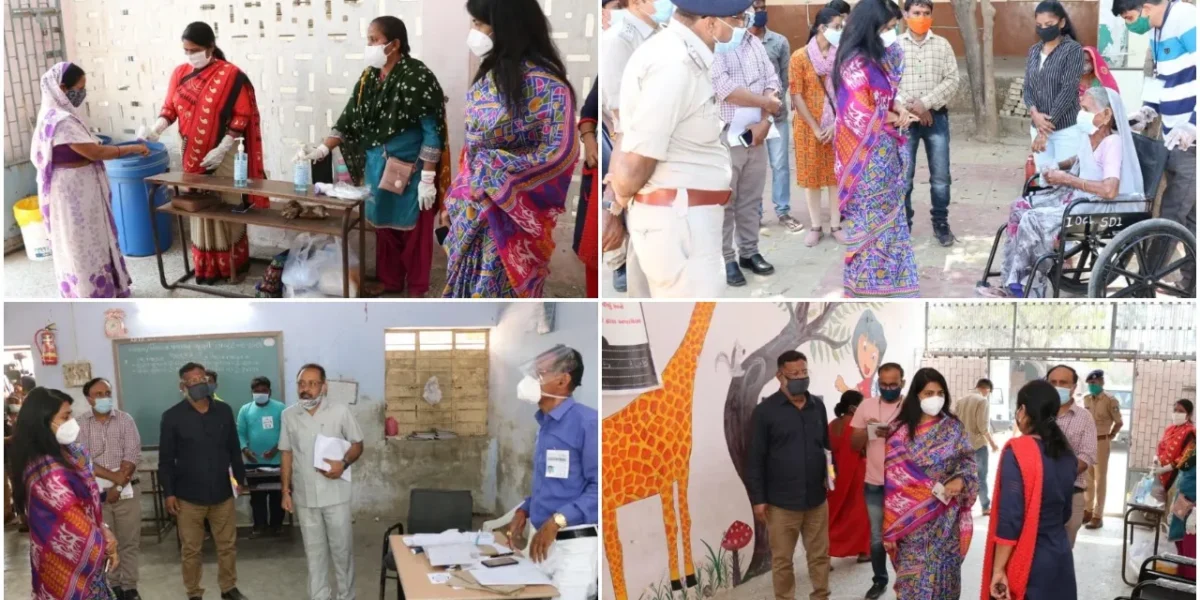 Vadodara District Election Officer Shalini Agarwal visited polling booths in villages of Vadodara taluka