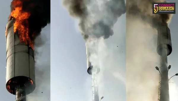 Fire broke out in mobile tower at Fategunj in Vadodara