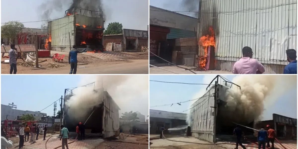 Big fire reported in plywood godown at Khodiyarnagar area of Vadodara city