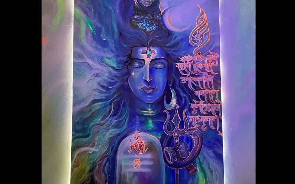 Artist from Vadodara draw painting of Lord Shiva in Lyon France