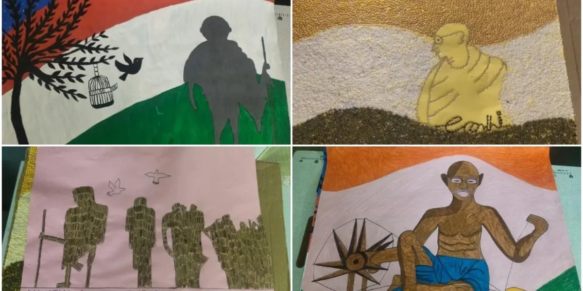Students of Kasturba Gandhi Balika Vidyalaya of Rajupura uniquely joined in celebration of the 75 years of Independence