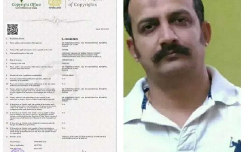 MSU Baroda teacher have 4th Copyright registered for Applied Role under subject of Sociology