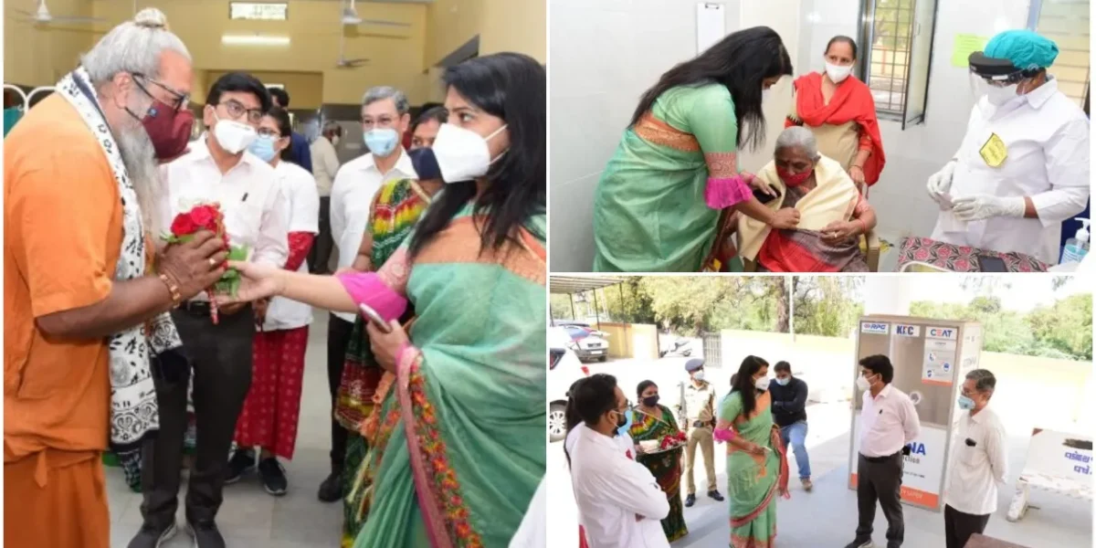 Vadodara District Collector Shalini Agarwal applauded the elders vaccinated at Varnama Primary Health Center