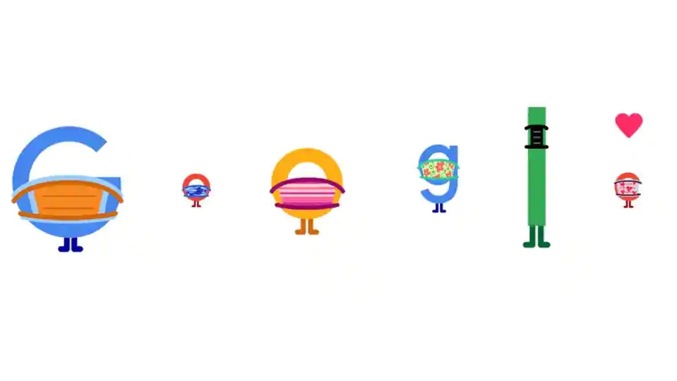 Google Doodle encourages ‘double masking’ and observing social distancing