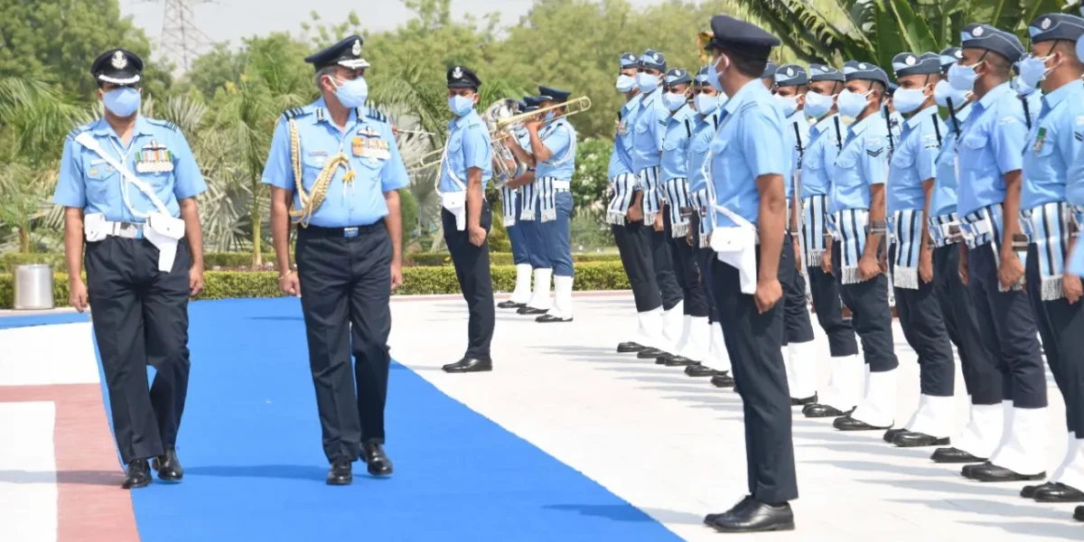 Air Marshal SK Ghotia receives guard of honour at Gandhinagar