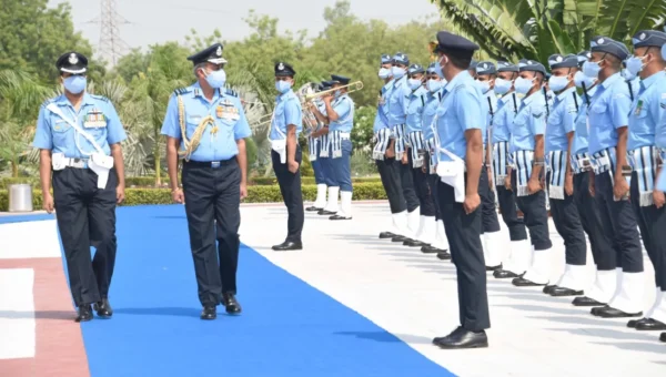 Air Marshal SK Ghotia receives guard of honour at Gandhinagar