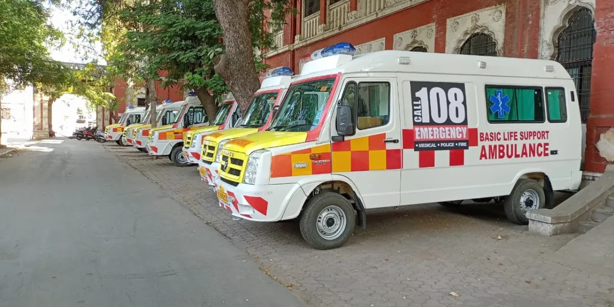 Wheels of 108 ambulances kept moving in April to shift patients to the hospital in Vadodara