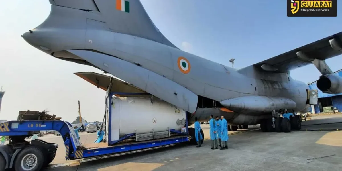 Two Indian Air Force IL-76s airlifted 4 Cryogenic Oxygen Containers from Jakarta, Indonesia and landed at Vizag