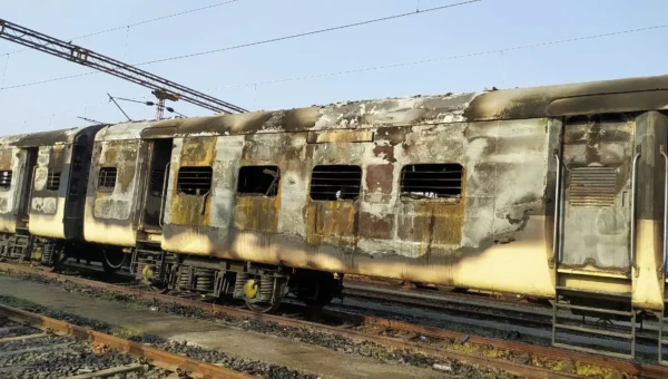 Fire in stabled Memu train at vadodara yard