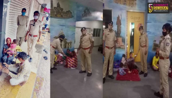 Vadodara police She team help a family became homeless after cyclone effect in city