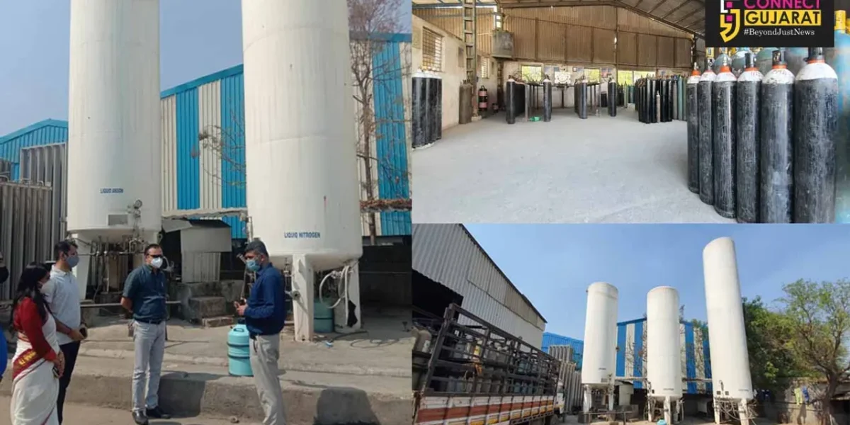 OSD, collector, SP visited Shakti Gas Agency at Manjusar GIDC