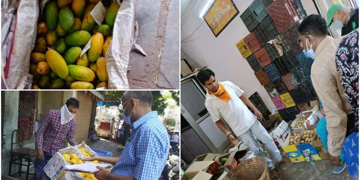 VMSS health department raids mango shop and godown in Khanderao market area