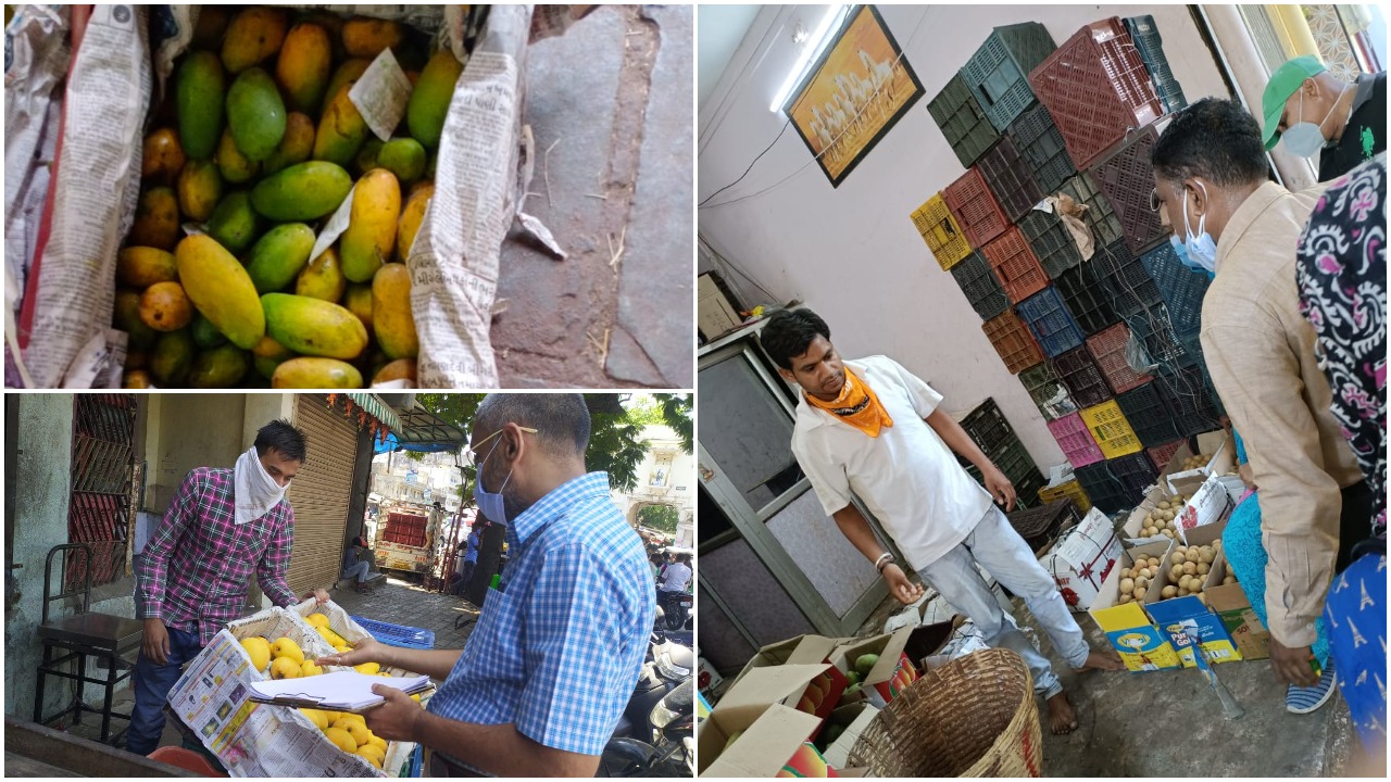 VMSS health department raids mango shop and godown in Khanderao market area