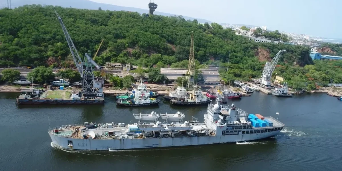 INS Airavat arrives at Visakhapatnam with COVID Relief Material from Vietnam and Singapore