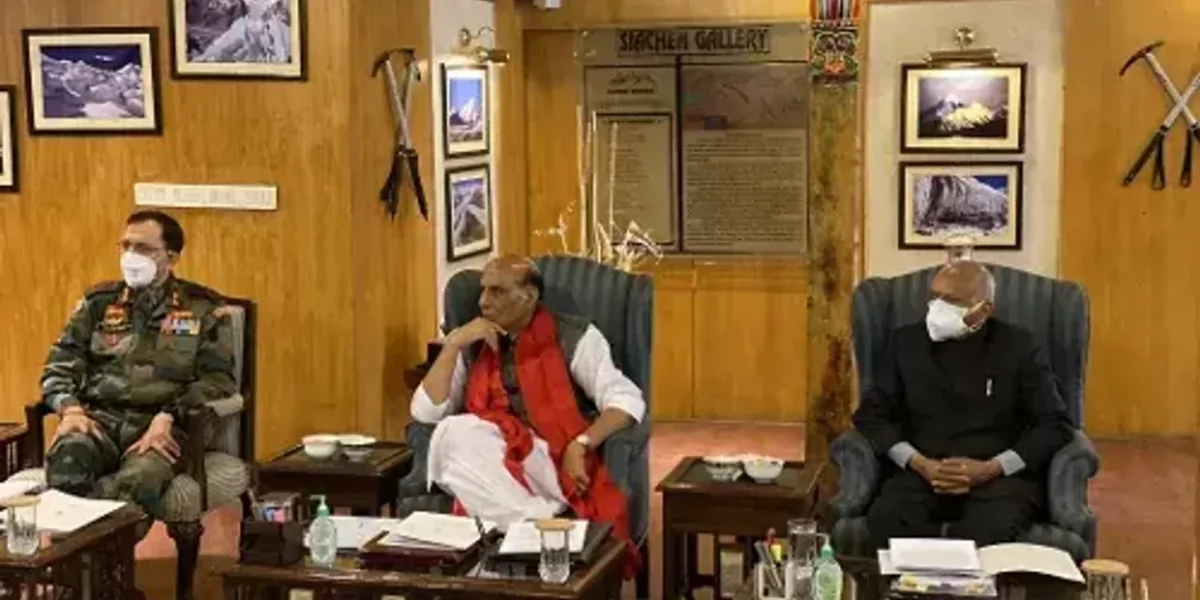 Rajnath Singh interacts with 300 veterans in Leh during his three-day visit to Ladakh