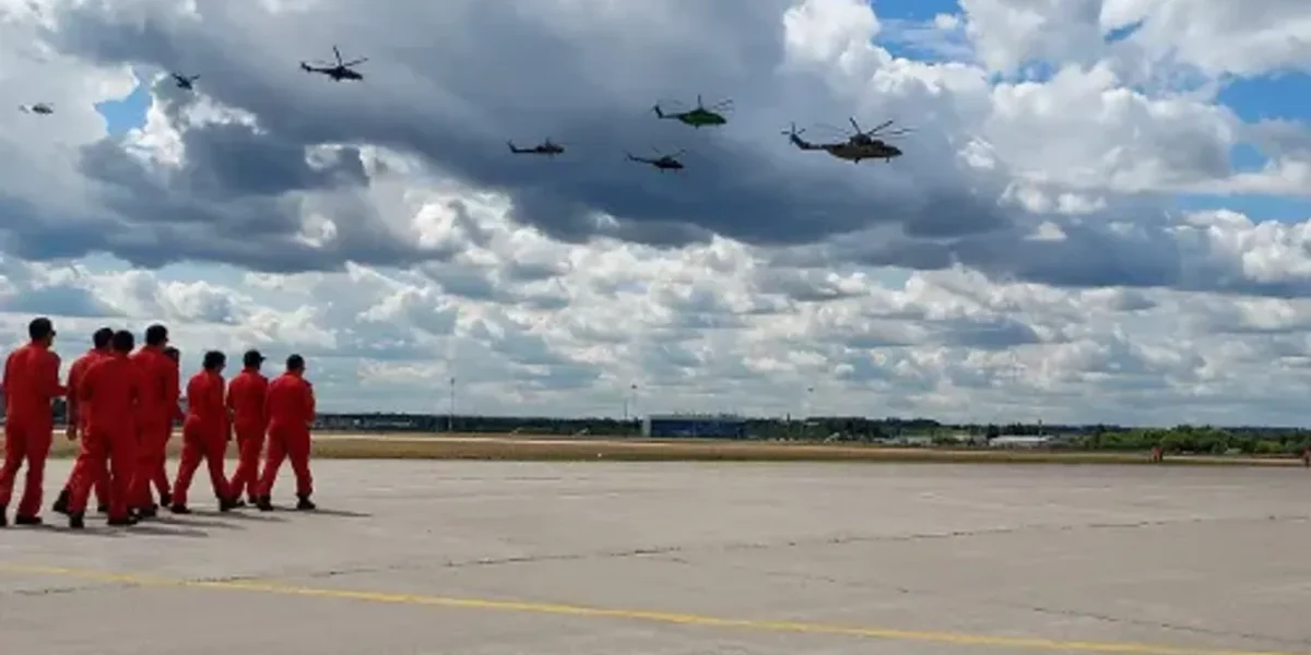 Sarang helicopter display team at MAKS Russia