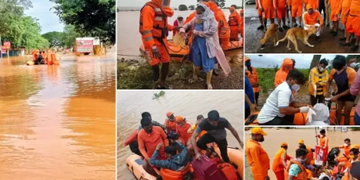6 BN NDRF Vadodara moved 313 people, including an elderly woman, man with paralysis and a dog, to safety in flood hit Maharashtra