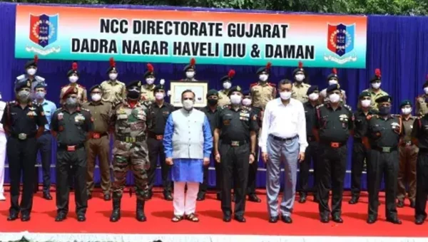 Gujarat CM presents Certificate of Commitment by the World Book of Records, London to Gujarat NCC Directorate