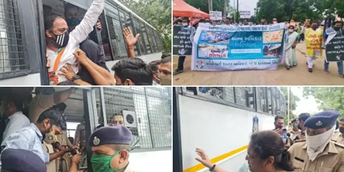 Vadodara City-District Congress protest against state government food distribution program