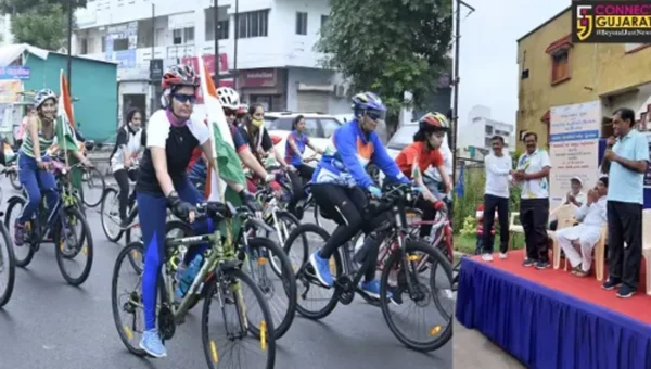 200 teenagers, girls and women joined the Azadi Ka Amrut Mahotsav cycle rally in Vadodara