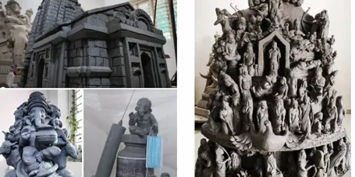 Sculptor from Vadodara made a statue of Ganesha on the theme of vaccination