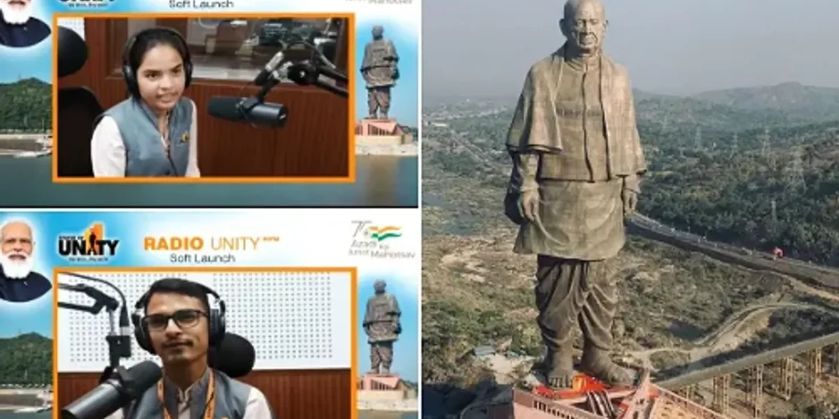 Sanskrit a language of broadcasting by Radio Unity 90 FM at Statue of Unity in Kevadia