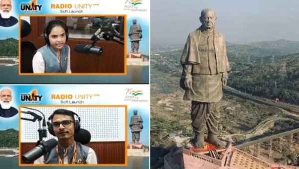 Sanskrit a language of broadcasting by Radio Unity 90 FM at Statue of Unity in Kevadia