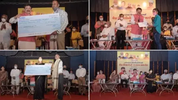 Speaker of Gujarat Legislative Assembly Rajendra Trivedi honors eight best teachers of Vadodara district and taluka
