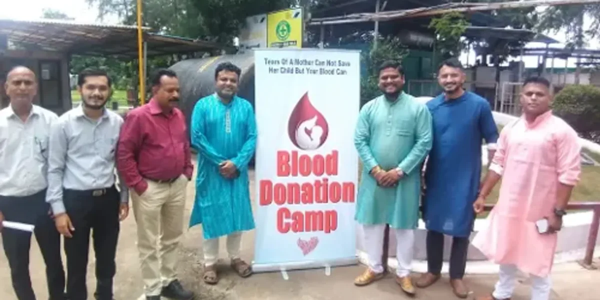 Blood donation camp organised by Indo Amines company at the beginning of Ganesh Mahotsav in company premises