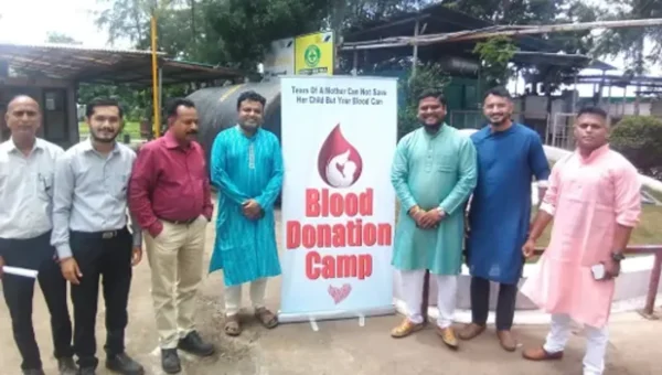 Blood donation camp organised by Indo Amines company at the beginning of Ganesh Mahotsav in company premises