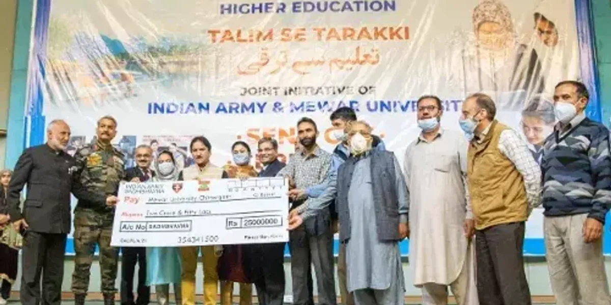 Indian Army felicitates students of J&K to pursue higher education at Mewar university