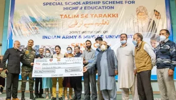 Indian Army felicitates students of J&K to pursue higher education at Mewar university