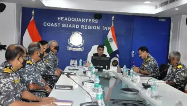 Harsh Sanghavi MoS Home, Gujarat visited Indian Coast Guard Regional Headquarters at Gandhinagar