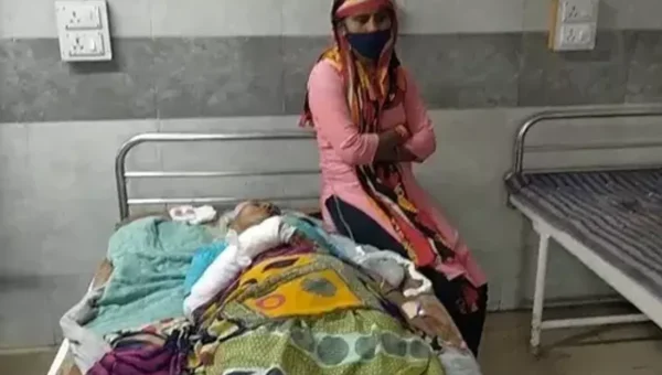 Old lady got hit by cow in Vadodara