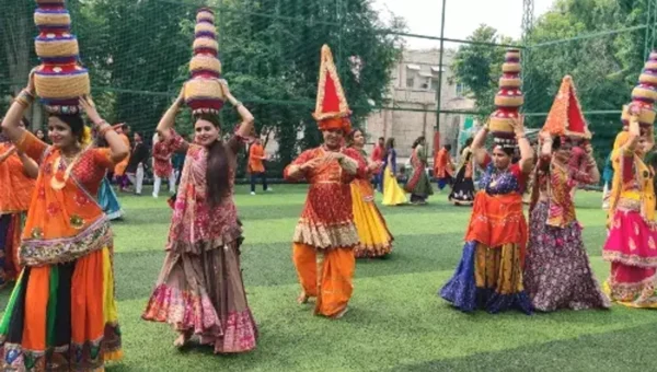 Traditional garba celebration at Prince Ashokraje Gaekwad school and Devyaniraje Gaekwad school in Vadodara