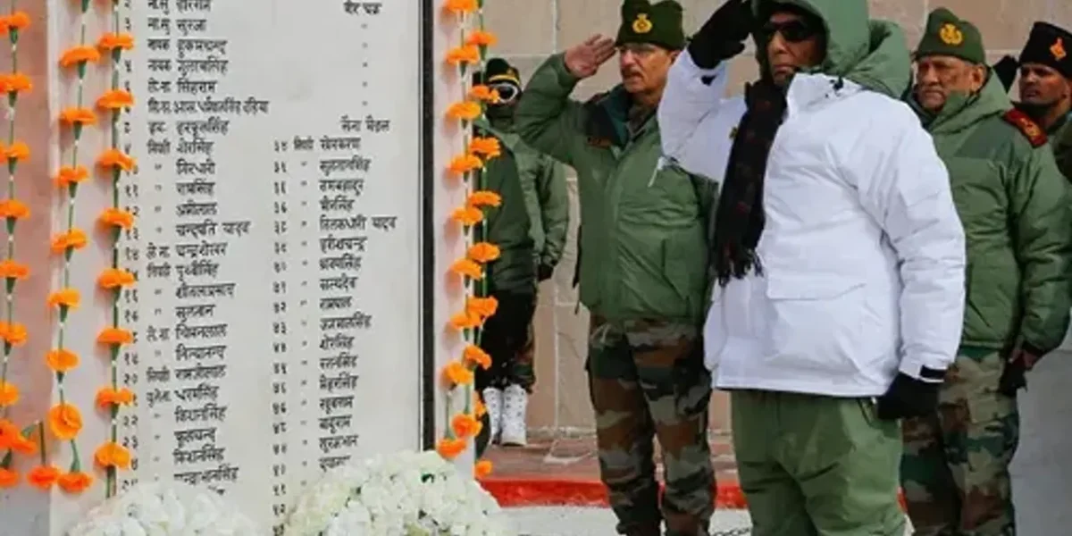 Rajnath Singh inaugurates a renovated war memorial in Rezang La, Ladakh