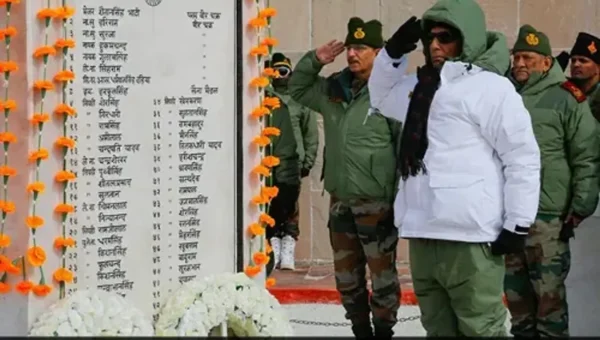 Rajnath Singh inaugurates a renovated war memorial in Rezang La, Ladakh