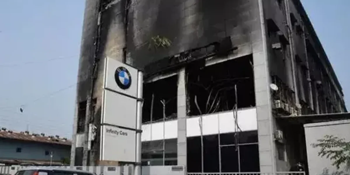 A fire at a BMW service centre in Mumbai has damaged at least 45 cars