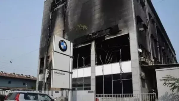 A fire at a BMW service centre in Mumbai has damaged at least 45 cars
