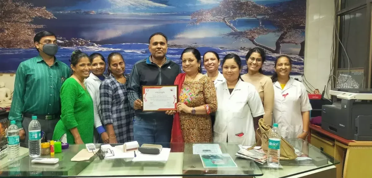 Certificate of Appreciation for the ninth consecutive time for maximum testing and counseling of HIV / AIDS through Vatsyayan Kendra to ICTC of Sayaji Hospital